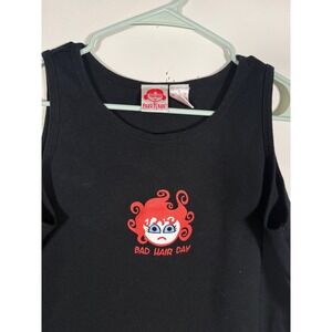 Fred Is Red Bad Hair Day Graphic Tank Top Black XL Vintage Y2K Style
